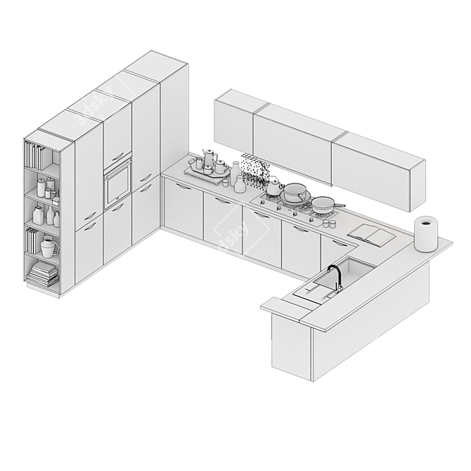 Customizable Kitchen Modules 3D model image 3