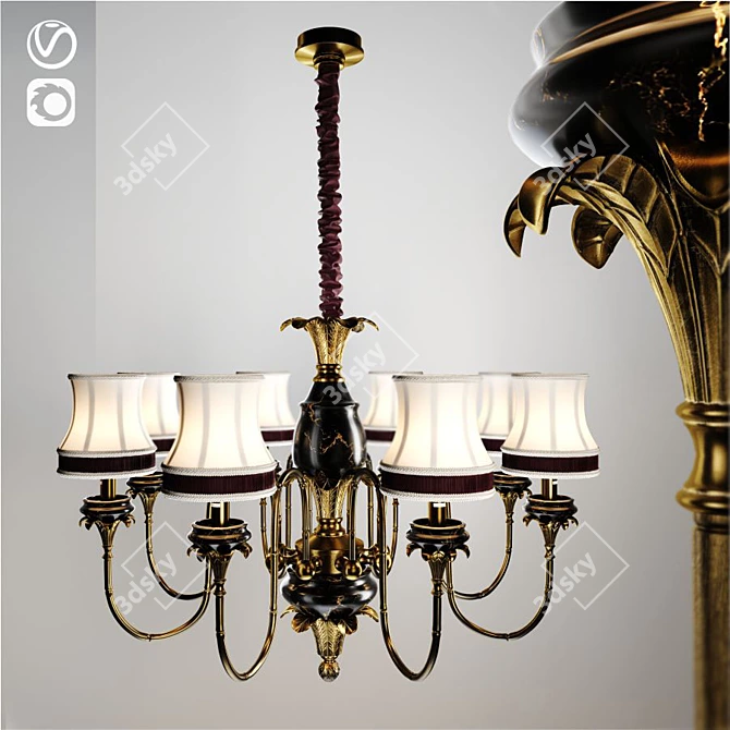 Elegant 8-Light Lucea Chandelier 3D model image 1