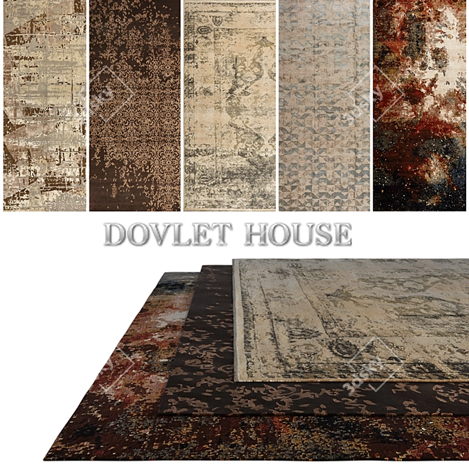 DOVLET HOUSE 5-Piece Carpets Set 3D model image 1