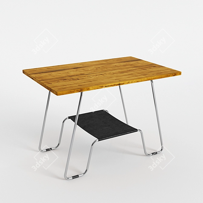 Sleek wood & leather Bedside 3D model image 1