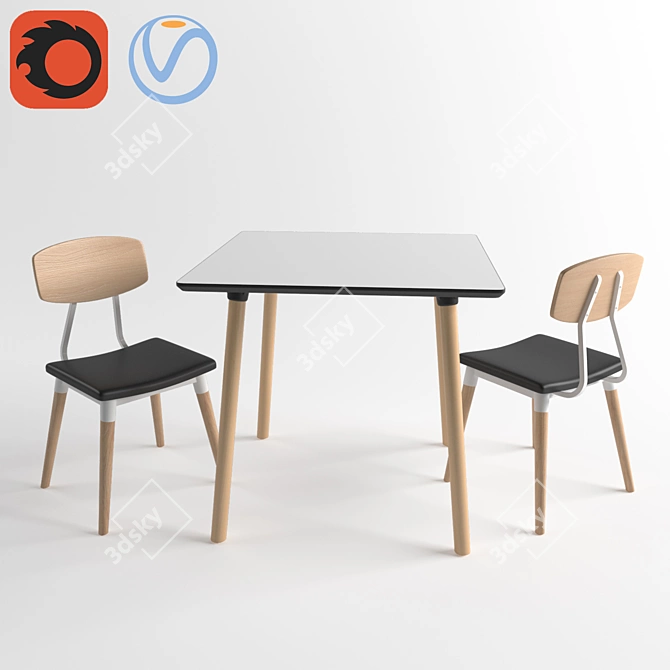 Elegant Copine Table Set 3D model image 1