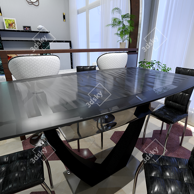 Modern Steffani Chair & Sagrada Table Set 3D model image 2