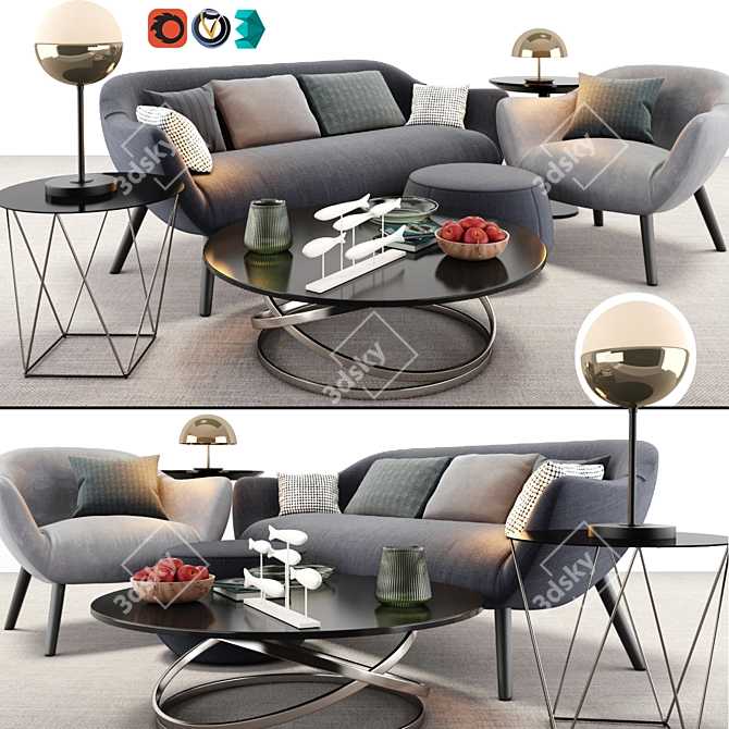 Poliform Mad Sofa & Chair Set 3D model image 1