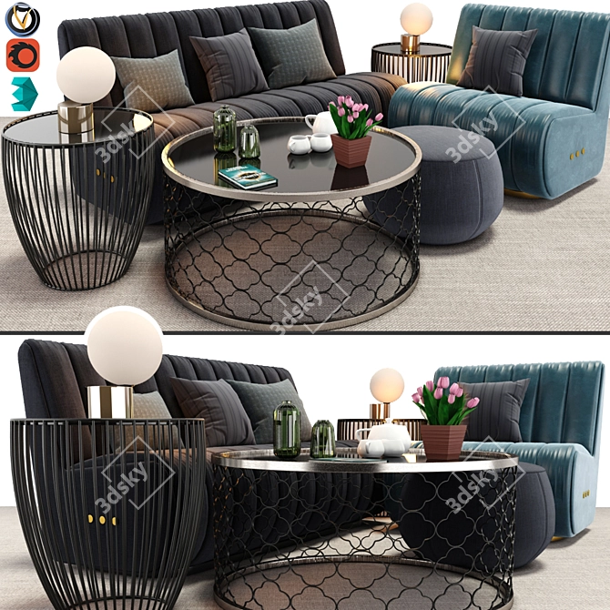Sophia Sofa and Armchair Set: Elegant and Comfortable 3D model image 1