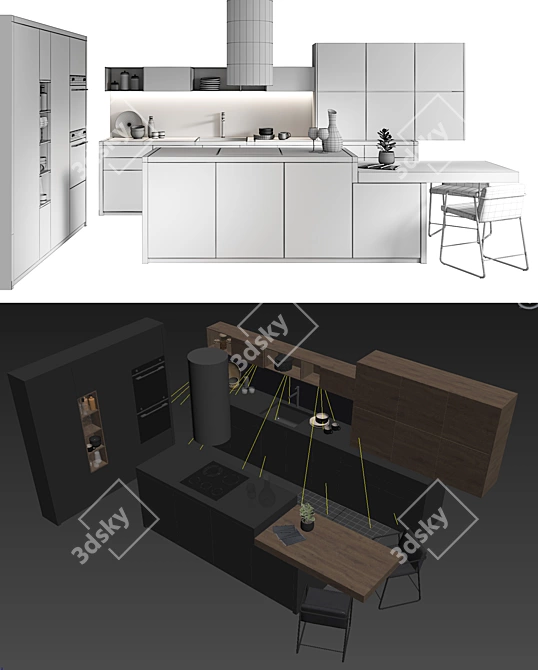 Realistic Kitchen 5 Model 3D model image 3