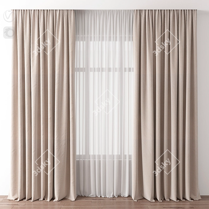 Modern Folding Curtain 3D model image 1