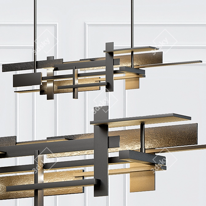 Sleek Modern Linear Chandeliers 3D model image 1