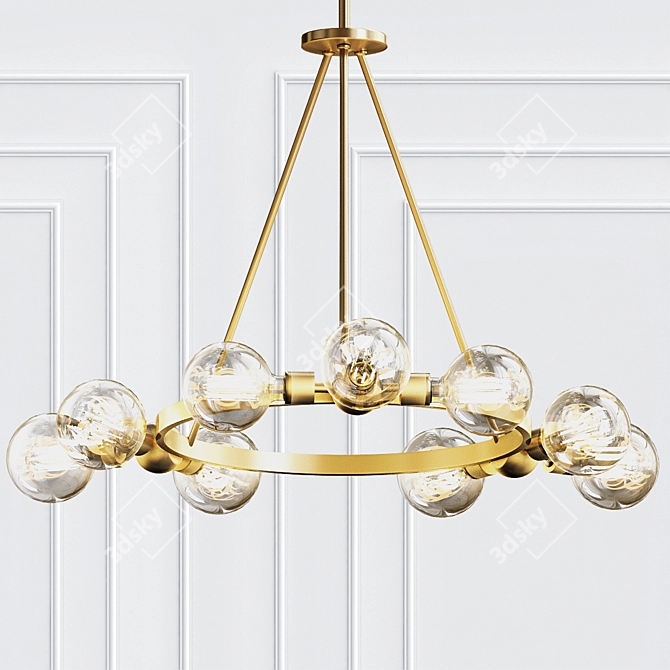 Garim Chandelier: Polished Nickel with Clear Shades 3D model image 1