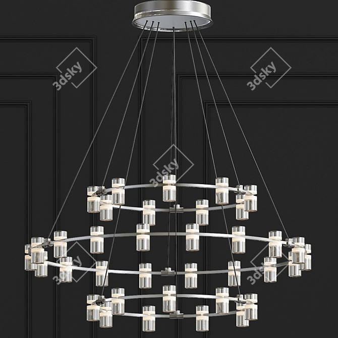 Contemporary Chrome Three Tier Chandelier 3D model image 1