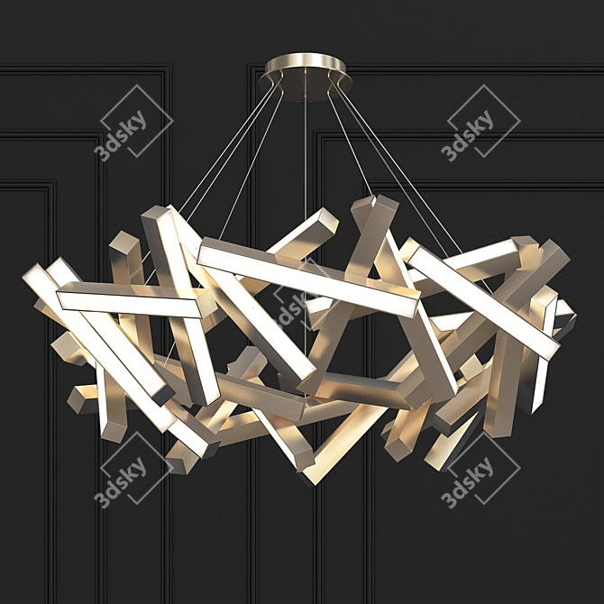 Chaos Chandelier: Aged Brass Elegance 3D model image 1