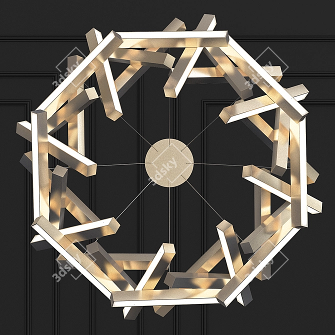 Chaos Chandelier: Aged Brass Elegance 3D model image 2