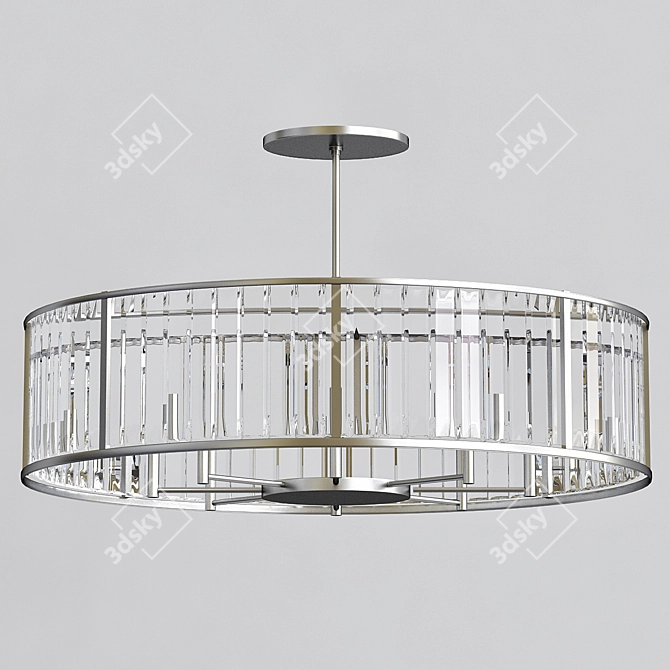 Vintage Silver Hera Oval Chandelier 3D model image 1