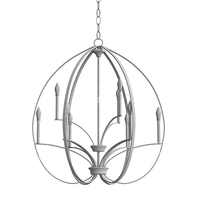 Tilbury Chandelier: Polished Nickel, Incandescent Bulbs, Elegant Design 3D model image 2