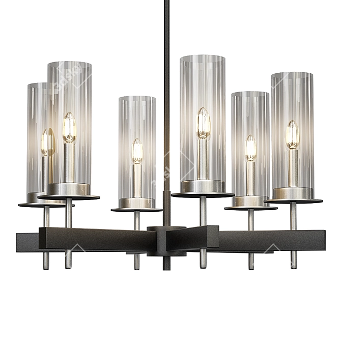 Sleek Tuxedo Chandelier by Sonneman 3D model image 1