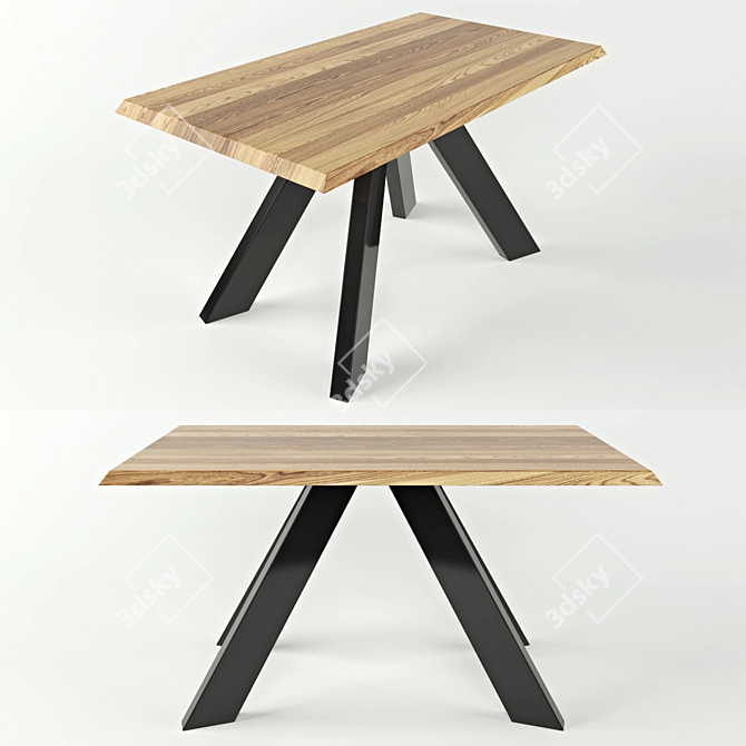 Natural Wood Dining Table 3D model image 1