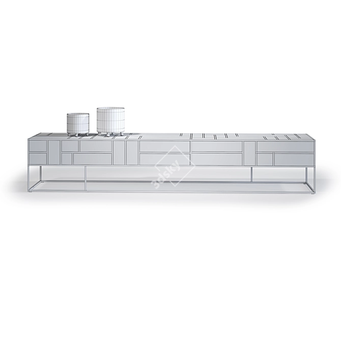 TV Stand with Two Planters 3D model image 2