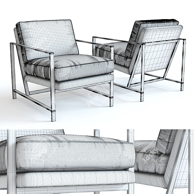 West Elm Metal Frame Chair 3D model image 2