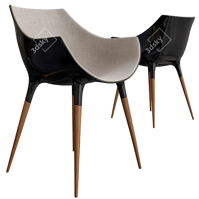 Elegant Starck Chair Duo 3D model image 1