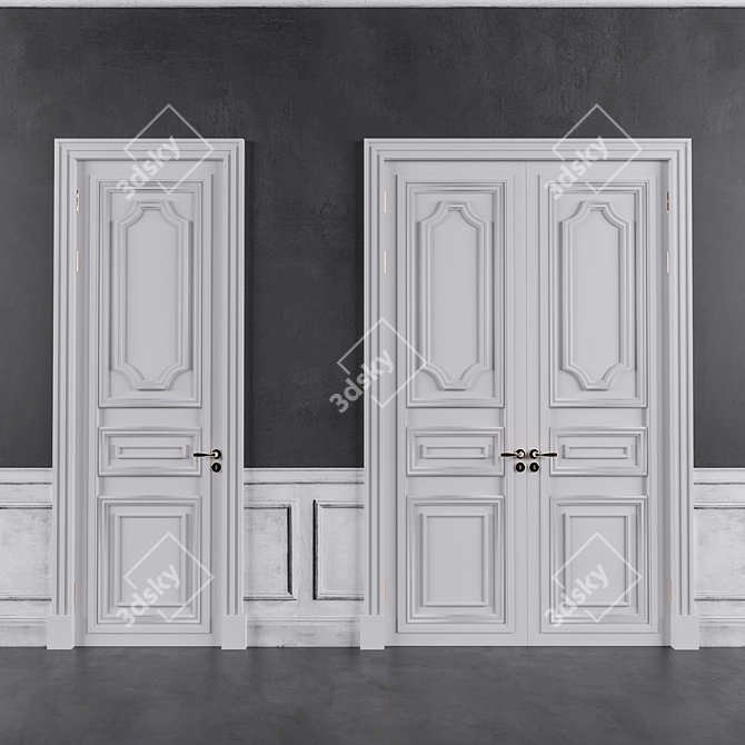 Elegant Entry: Classic Doors 3D model image 1