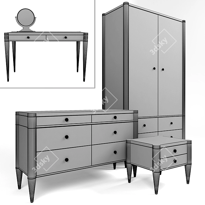 Modern Bedroom Furniture Set 3D model image 3