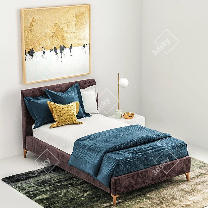 Andes Deco Bed - Elegant and Stylish Awakening 3D model image 1