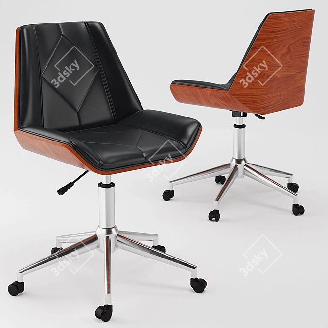 Adjustable Wood Office Chair 3D model image 1