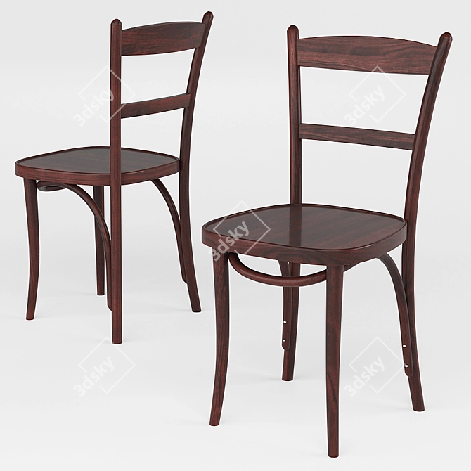 Elegant Walnut Bentwood Chair 3D model image 1