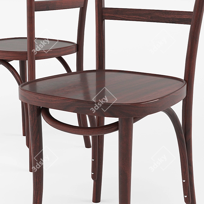 Elegant Walnut Bentwood Chair 3D model image 2