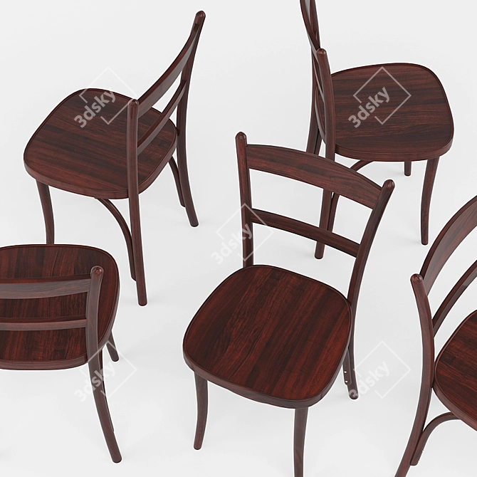 Elegant Walnut Bentwood Chair 3D model image 3