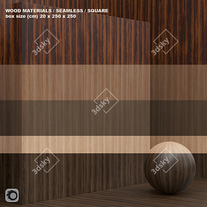 Wood Veneer Box Set - Seamless 3D model image 1