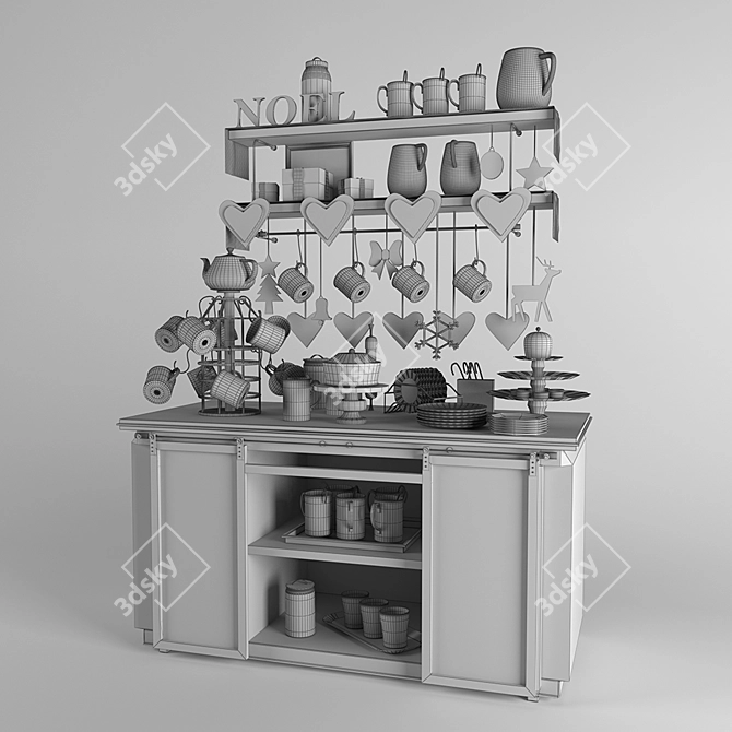 Elegant Shelf Decor 3D model image 3