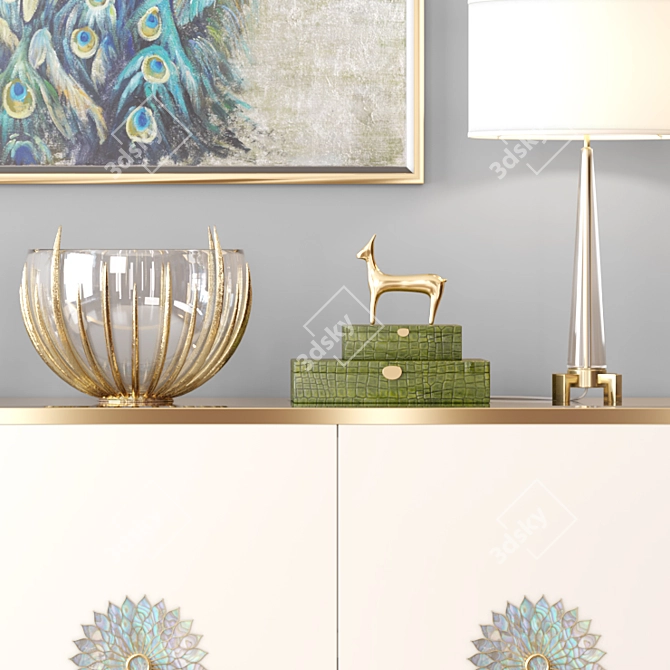 Glamorous Prynne Credenza with Crystal Decor 3D model image 2