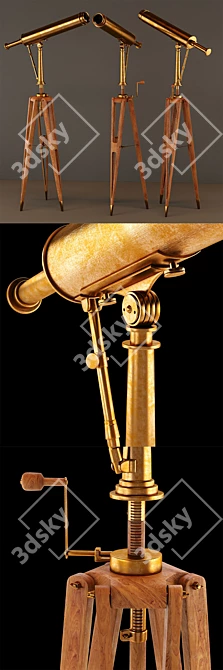 Parisian Antique Brass Telescope 3D model image 2