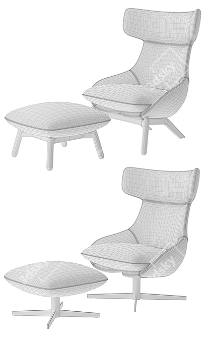 Modern Kalm Armchair: Realistic Model 3D model image 3