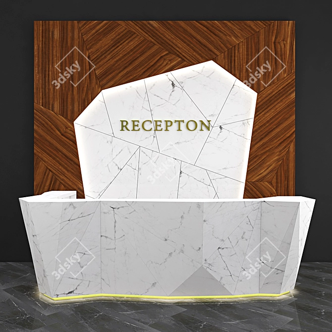 Sleek Reception Desk: Modern Design and Spacious 3D model image 1