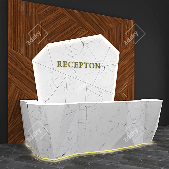 Sleek Reception Desk: Modern Design and Spacious 3D model image 2