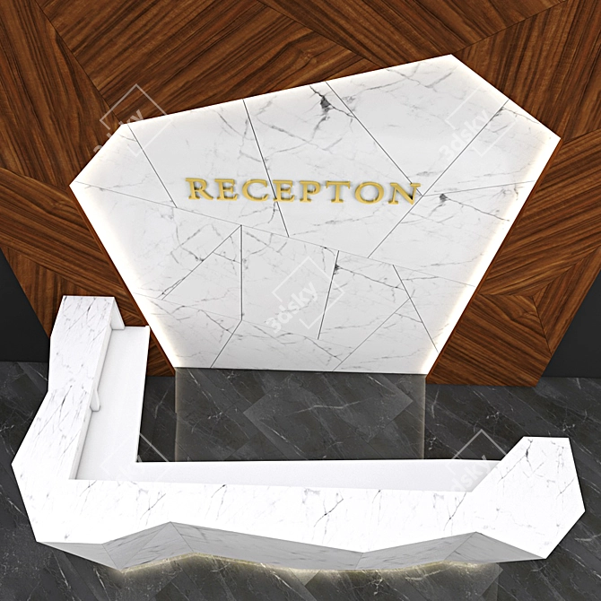 Sleek Reception Desk: Modern Design and Spacious 3D model image 3
