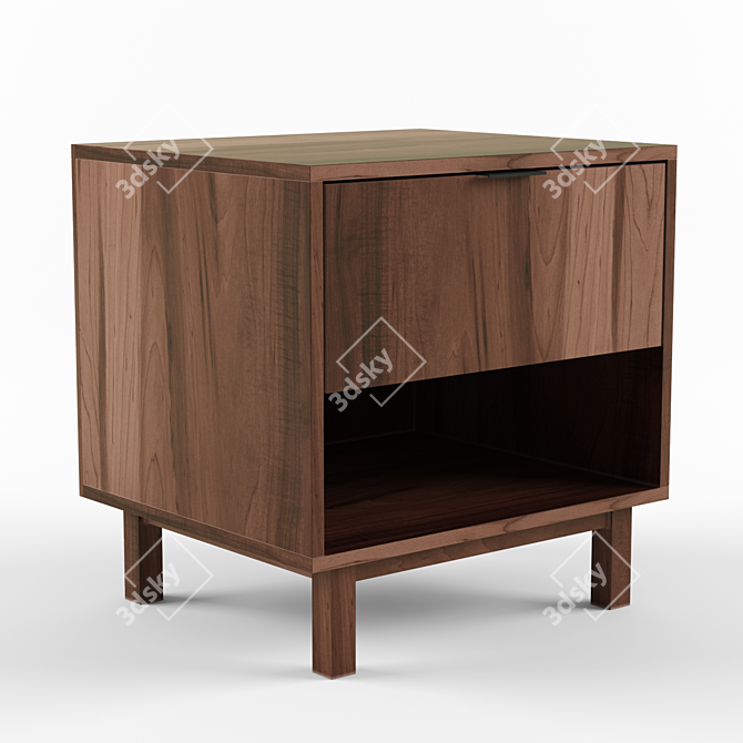 Modern Walnut Belmont End Table 3D model image 1