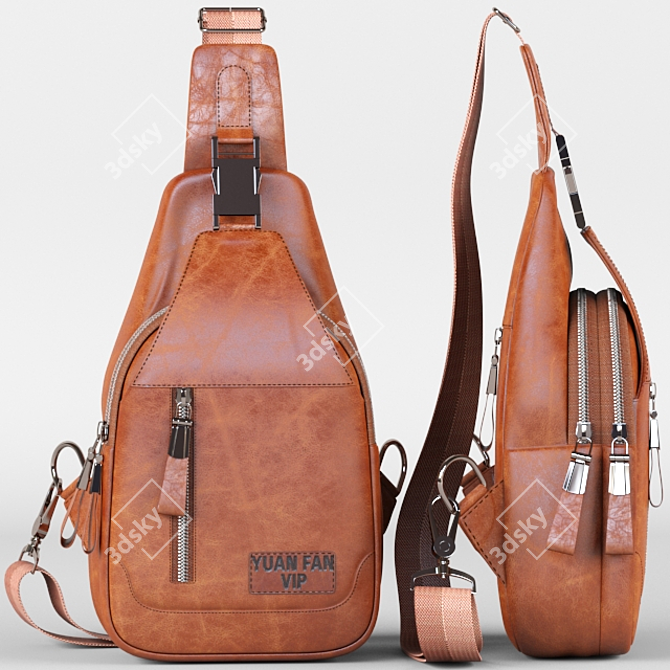 Yuan Fan Leather Bag: Stylish and Functional 3D model image 1