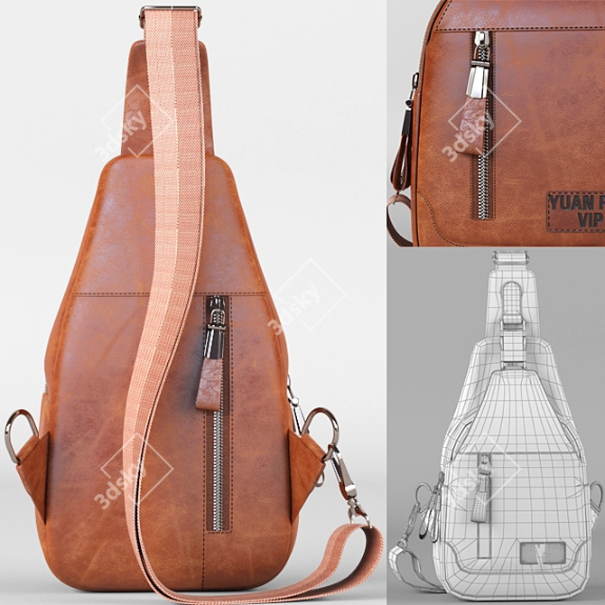 Yuan Fan Leather Bag: Stylish and Functional 3D model image 3