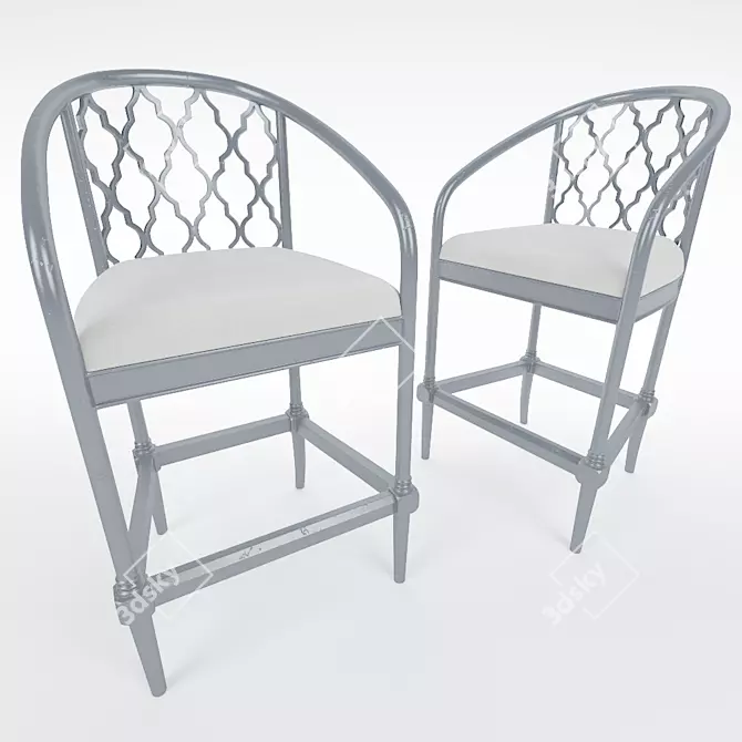 Modern Geometric Barstool 3D model image 1