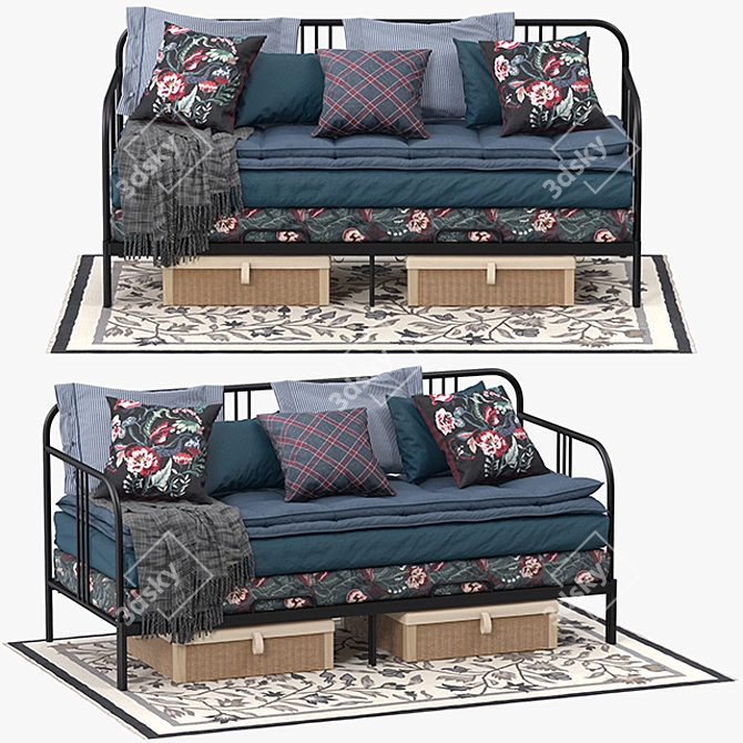 Sleek Modern Bed Frame - Ikea FYRESDAL 3D model image 1