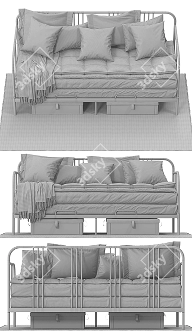 Sleek Modern Bed Frame - Ikea FYRESDAL 3D model image 3