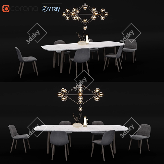 Elegant and Modern Mad Dining Set 3D model image 1