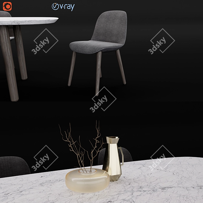 Elegant and Modern Mad Dining Set 3D model image 2