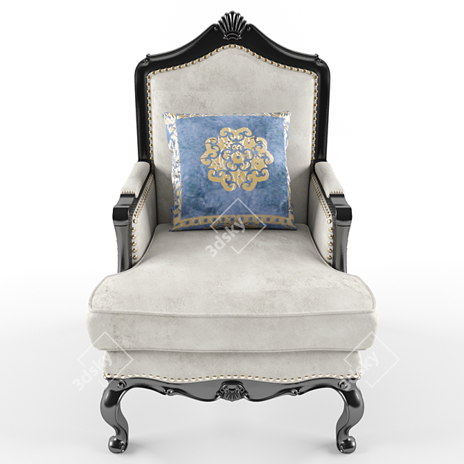 Elegant Classic Armchair with Pillow 3D model image 1