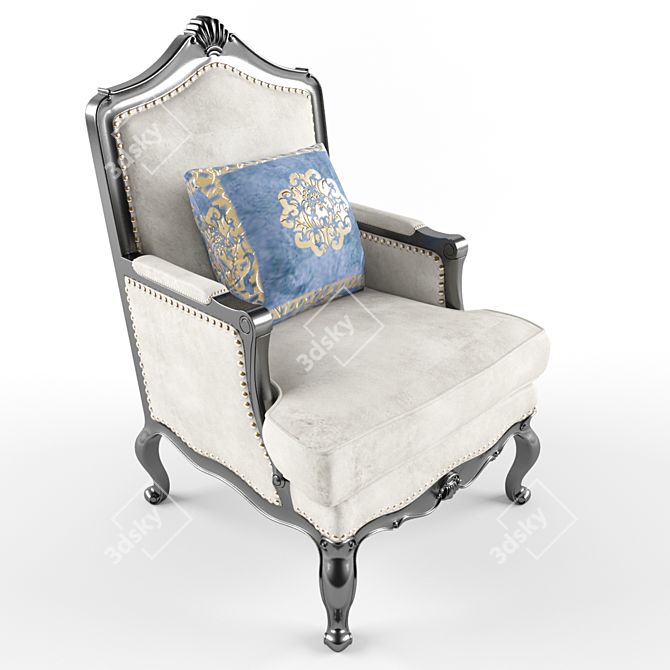 Elegant Classic Armchair with Pillow 3D model image 2