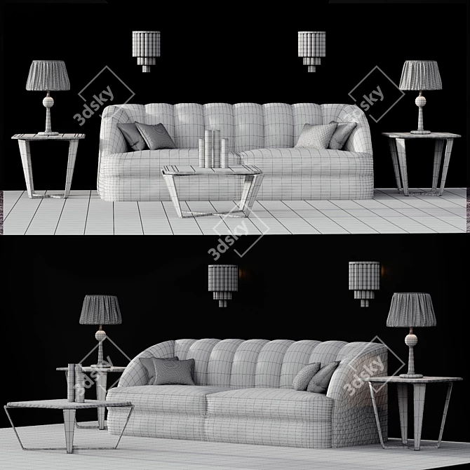 Luxury Charlotte Sofa: Glamour Art-Deco Design 3D model image 2