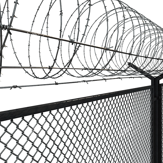 Secured Perimeter Barbed Wire 3D model image 2