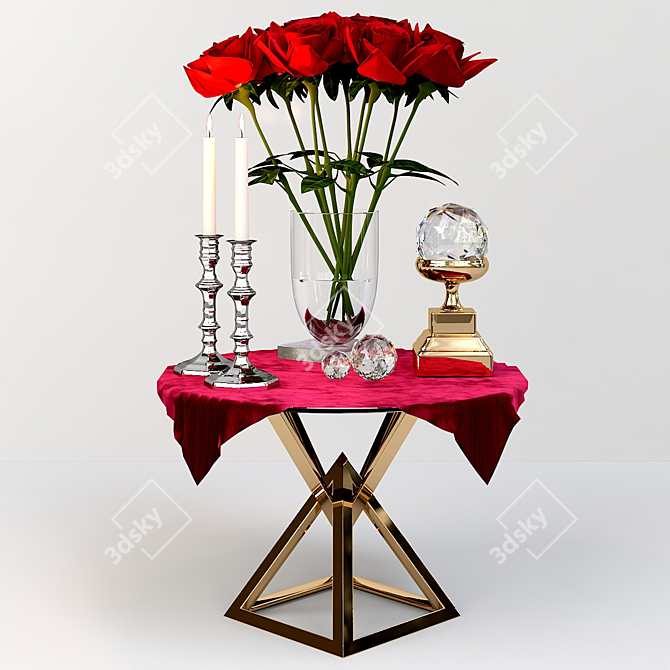 Elegant Rose Decor 3D model image 1